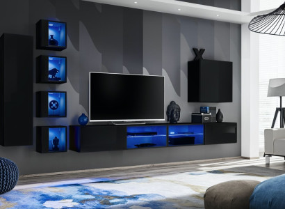 Suite Wall unit Complete Wooden Furniture Modern Designer Set Wall Cabinet Furnishings